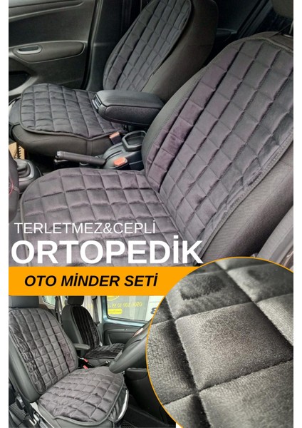 Premium Cepli Koltuk Minderi Ön 2 Koltuk Seti-Siyah