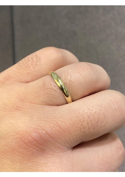 Düz Bombe 3 mm 14 Ayar Altın Alyans Yüzük Kadın Erkek Unisex fırsatları
