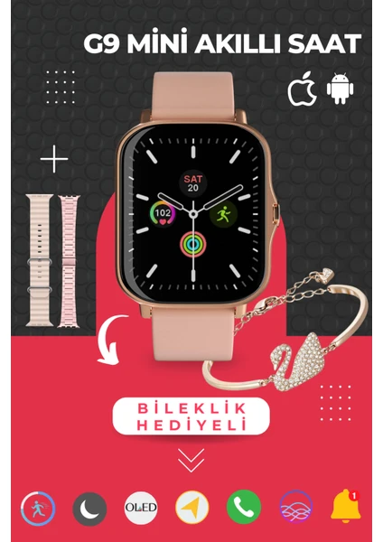 G9 Mini 3 Kordonlu Bileklik Hediyeli Kadın Akıllı Saat Arama Konuşma Siri Hediye Akıllı Saatler Watch 9 8 7