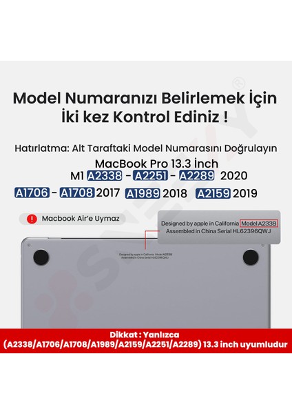 MacBook Pro 13.3 Inç Kılıf Dayanıklı Koruyucu Şeffaf Plastik Sert Kılıf