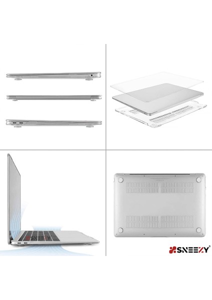 MacBook Air 13.6 Inç Kılıf Dayanıklı Koruyucu Şeffaf Plastik Sert Kılıf