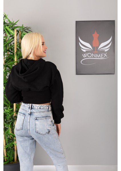Crop Model Beli Korsajlı Kadın Sweatshirt fırsatları