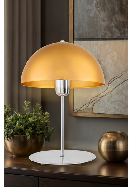 Gold Metal Mantar Abajur Modern Yatak Odası Salon Masa ve Gece Lambası