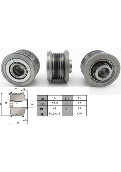 Alternatör Kasnak Rulmanlı 6-Kanal Mercedes C/e/glc/glk/slc/slk Serisi - Infınıtı