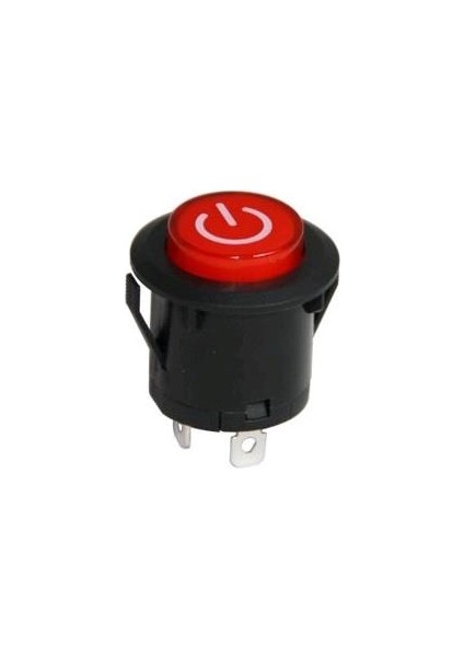 Rocker Buton (Power Işaretli) Kalıcı (26 Mm) Kırmızı