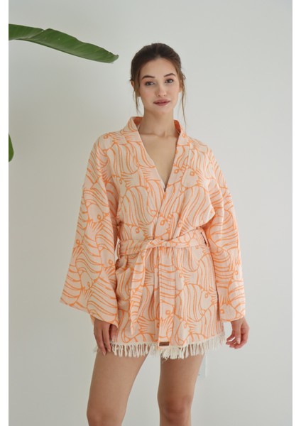 Pamuk Dokuma Tasarım Mini Kimono