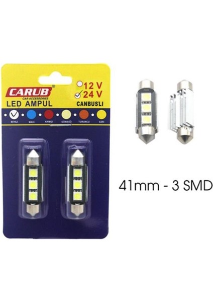 24V Sofit Ampul 3 Ledli Beyaz (41 Mm) (2 Ad)