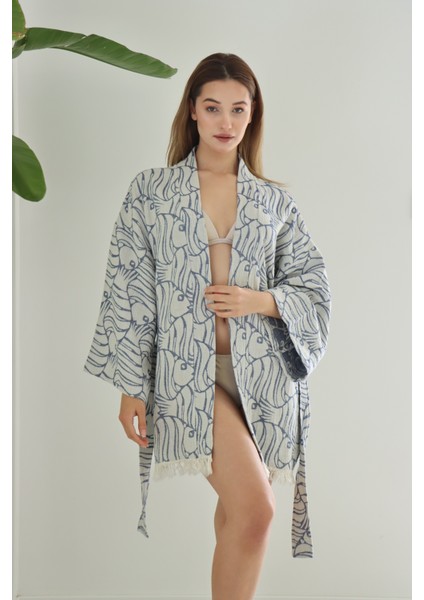 Pamuk Dokuma Tasarım Mini Kimono