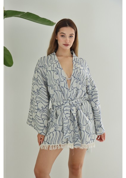Pamuk Dokuma Tasarım Mini Kimono