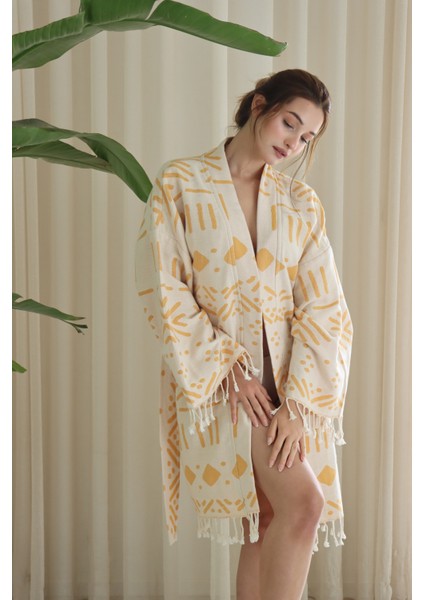 Softline Organik Pamuk  Dokuma  Tasarım Plaj Kıyafeti/kaftan /kimono /desing Caftan