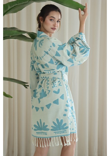 Softline Organik Pamuk  Dokuma  Tasarım Plaj Kıyafeti/kaftan /kimono /desing Caftan