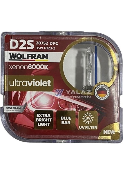 12V-24V Xenon Ampul D2S 35W 6000K Ekstra Parlak Işık Germany (2 Ad)