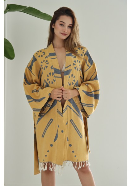 Softline Organik Pamuk Dokuma Tasarım Plaj Kıyafeti/kaftan /kimono /desing Caftan