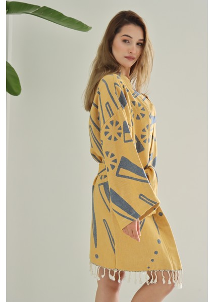 Softline Organik Pamuk Dokuma Tasarım Plaj Kıyafeti/kaftan /kimono /desing Caftan