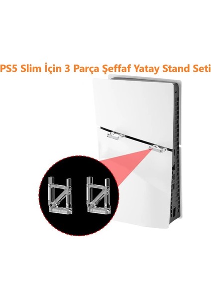 Ps5 Slim Için 3 Parça Şeffaf Yatay Stand Seti