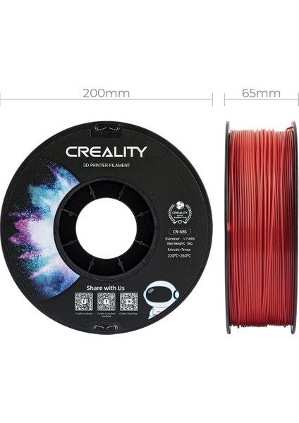 Cr-Abs Kırmızı Filament 1.75MM 1000GR