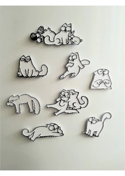 Nana Art 8 Farklı Simon's Cat Seri 2 Kedi Magnet Mıknatıslı Buzdolabı Süsü