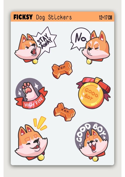 Sevimli Yavru Shiba Inu Köpeği Sticker Seti - 8 Adet Etiket Çıkartma