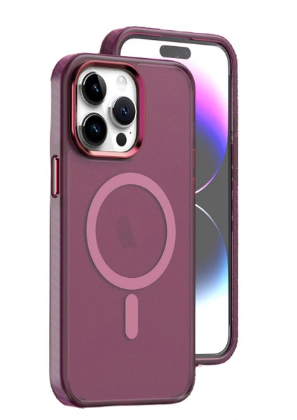 Apple iPhone 15 Yeni Ikon Bordo Magsafe Plastik Kılıf