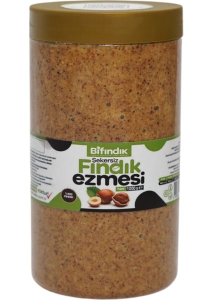 Bi Fındık Doğal Şekersiz Fındık Ezmesi  Ürün 1kg Katkısız Vegan Glutensiz Sürülebilir %100 Fındıklı