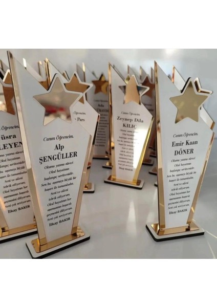 Yıldızlı Pleksi ve Ahşap Plaket Isme Özel