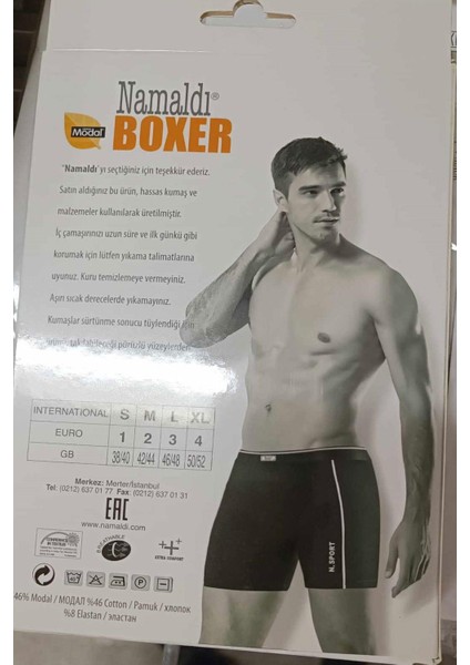 Erkek Modal Likralı Biyeli Boxer 197 6 Adet
