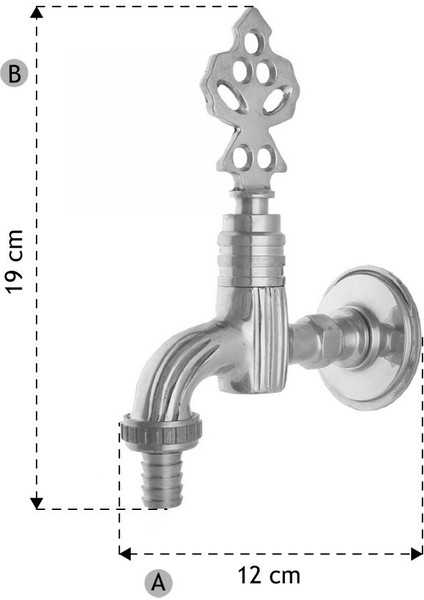 Osmanlı Musluğu Rakorlu (Bahçe) Krom 1/2