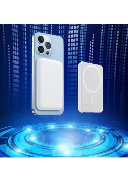Magsafe Battery Pack Iphone Uyumlu Powerbank 5000 Mah Magsafe Kablosuz Şarj Cihazı Şarj Aleti