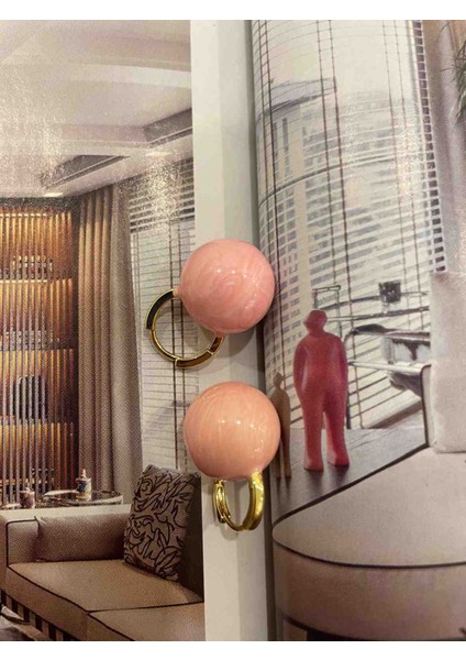 Yüksek Kalite Çelik Pembe Küre Sallantılı Küpe