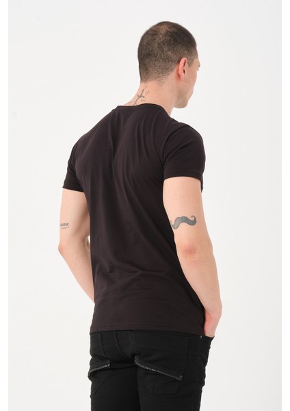 Erkek Düz V Yaka T-Shirt