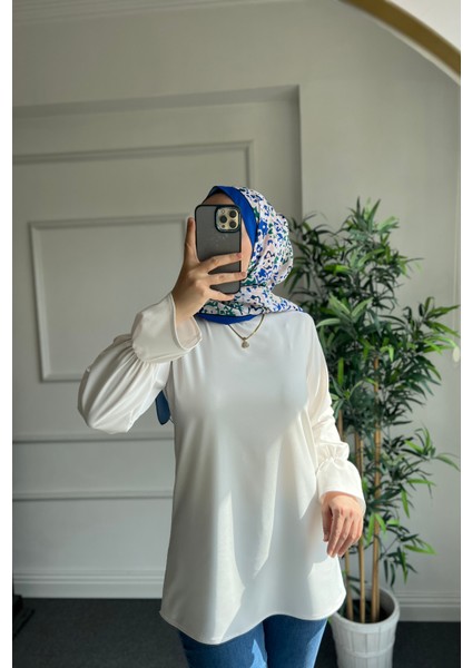 Beyaz Tesettür Krep Gömlek fiyatları