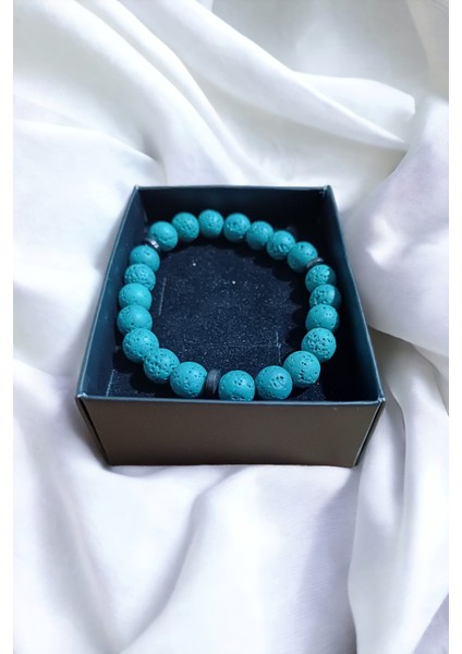 Lav Taşı ve Hematit Doğal Taş Unisex Bileklik