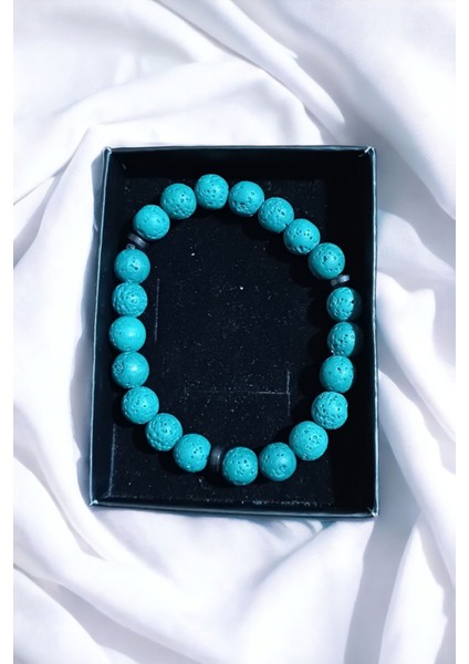 Lav Taşı ve Hematit Doğal Taş Unisex Bileklik modelleri