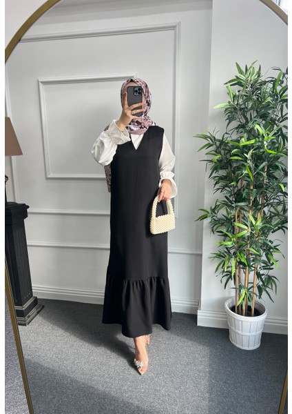 Siyah Krep Tesettür Jile modelleri