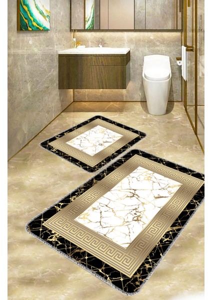 Dekoratif Modern Tasarım Kaydırmaz Taban Ikili Takım Banyo PASPASI(50X60-60X90 CM)ART-BT018