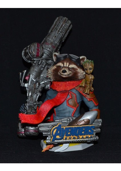 Guardians Of Galaxy Rakun Büst Guardians Of Galaxy Roket Rakun Boyalı Büst 13CM