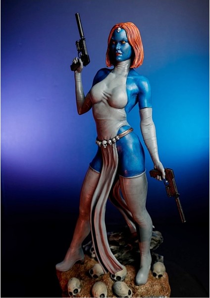 Mystique X-Men Double Guns Boyalı Figür 25 cm (Dev Boy)