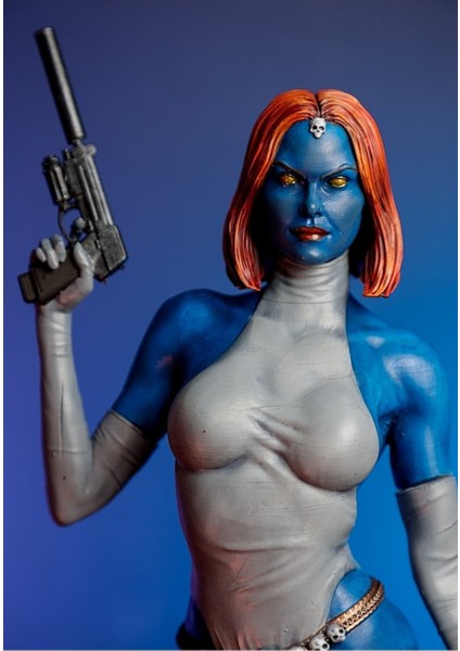 Mystique X-Men Double Guns Boyalı Figür 25 cm (Dev Boy)