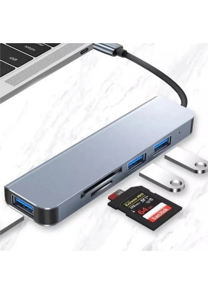5in1 Type-C 3 USB Sd Tf Dönüştürücü Çevirici Adaptör