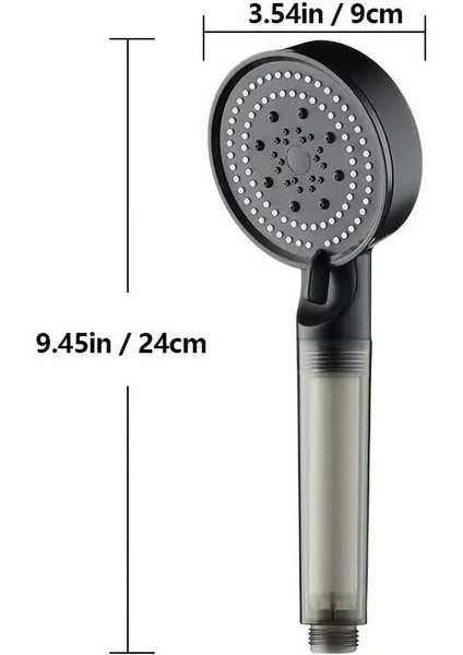 Filtreli 5 Fonksiyonlu Siyah Yüksek Basınçlı Ayarlanabilir Duş Başlığı - 10542041883