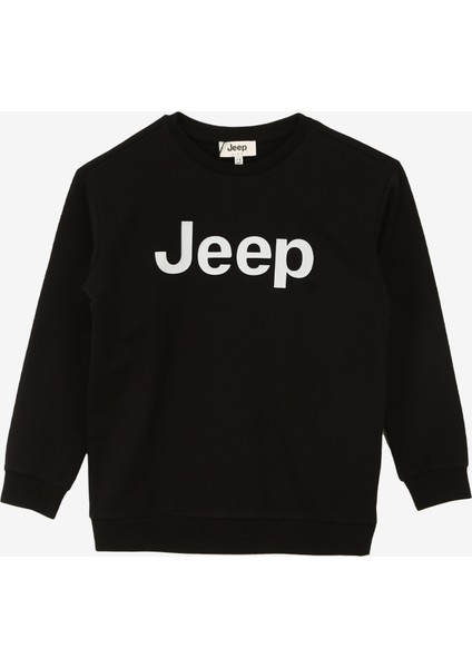 Siyah Erkek Çocuk Bisiklet Yaka Relaxed Baskılı Sweatshirt C4Sb-Swt4010