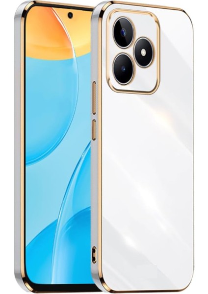 Realme C53 Kılıf Parlak Kenarlı Altın Işlemeli Kamera Korumalı Kapak