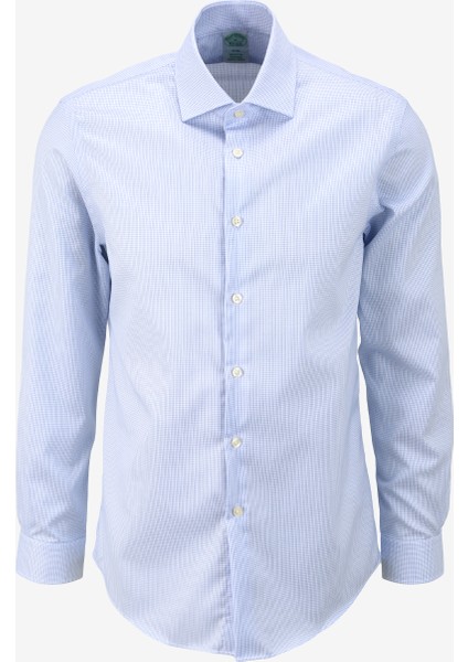 Slim Fit Italyan Yaka Mavi Erkek Gömlek BBSS24MSH015
