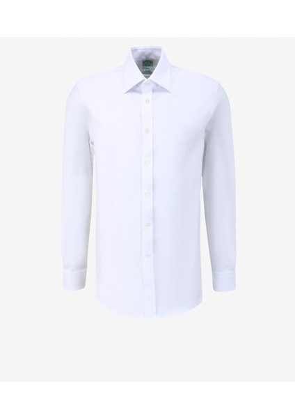 Slim Fit Klasik Yaka Beyaz Erkek Gömlek BBSS24MSH019