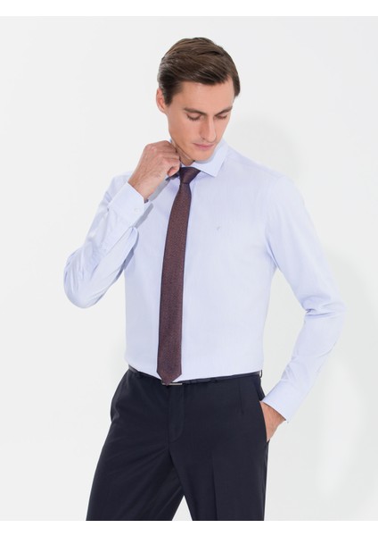 Erkek Açık Mavi Slim Fit Uzun Kollu Basic Gömlek 50269714-VR003