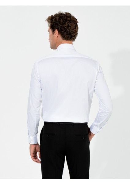 Erkek Beyaz Modern Fit %100 Pamuk İtalyan Yaka Basic Gömlek 50261221-VR013 fiyatları