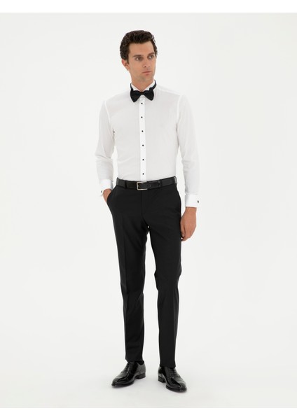 Erkek Beyaz Slim Fit Manşetli Pamuk Karışımlı Smokin Gömlek 50285569-VR013 fırsatları