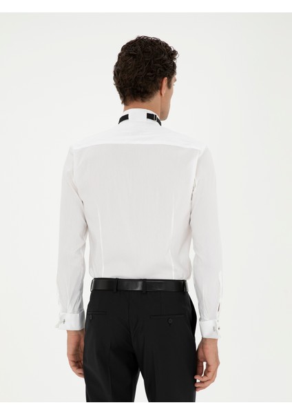 Erkek Beyaz Slim Fit Manşetli Pamuk Karışımlı Smokin Gömlek 50285569-VR013 indirimleri