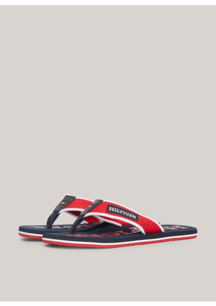 Lacivert - Kırmızı Erkek Plaj Terliği Patch Hılfıger Beach Sandal modelleri