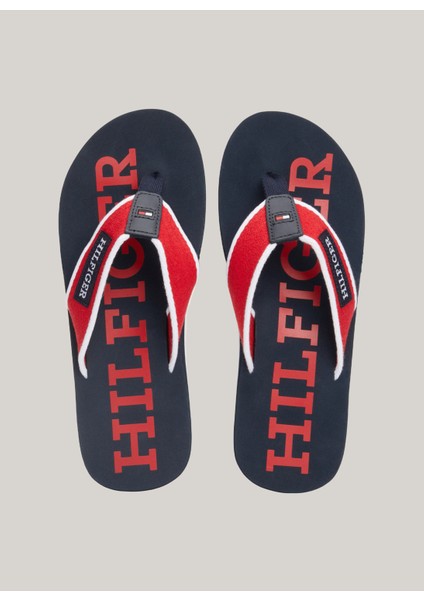 Lacivert - Kırmızı Erkek Plaj Terliği Patch Hılfıger Beach Sandal fırsatları